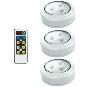LED PUCK LIGHT 3 PACK WITH REMOTE